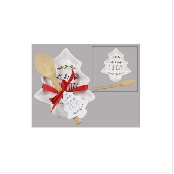 Ceramic Christmas Tree Spoon Rest with Spoon - Picture 2 of 2